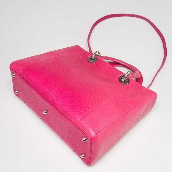 Christian Dior Pink Python Large Lady Dior Bag - Picture 3 of 11
